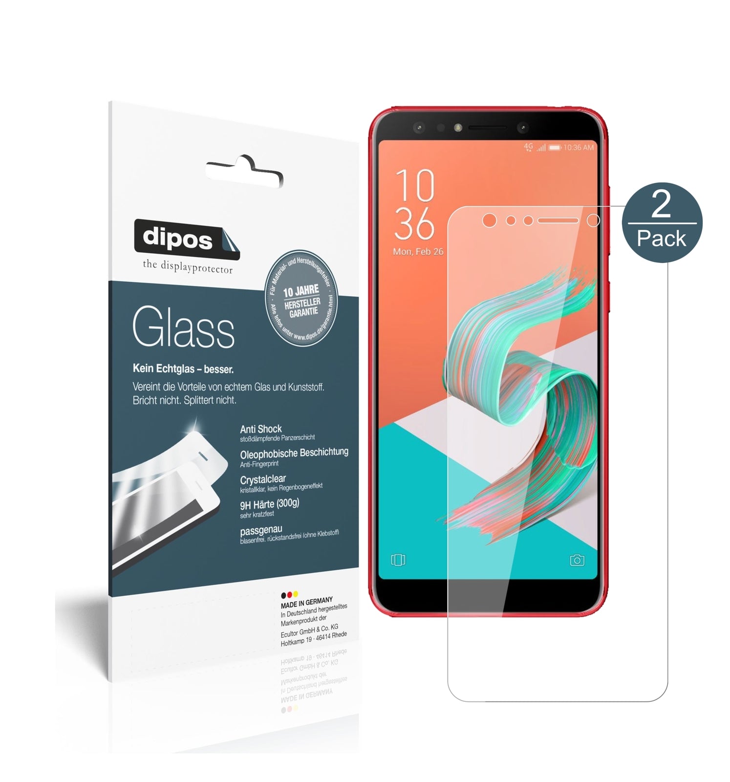 Klare Displayschutzfolie von dipos passend für Asus Zenfone 5 Lite (ZC600KL), 9H kratzfest und blasenfrei montiert