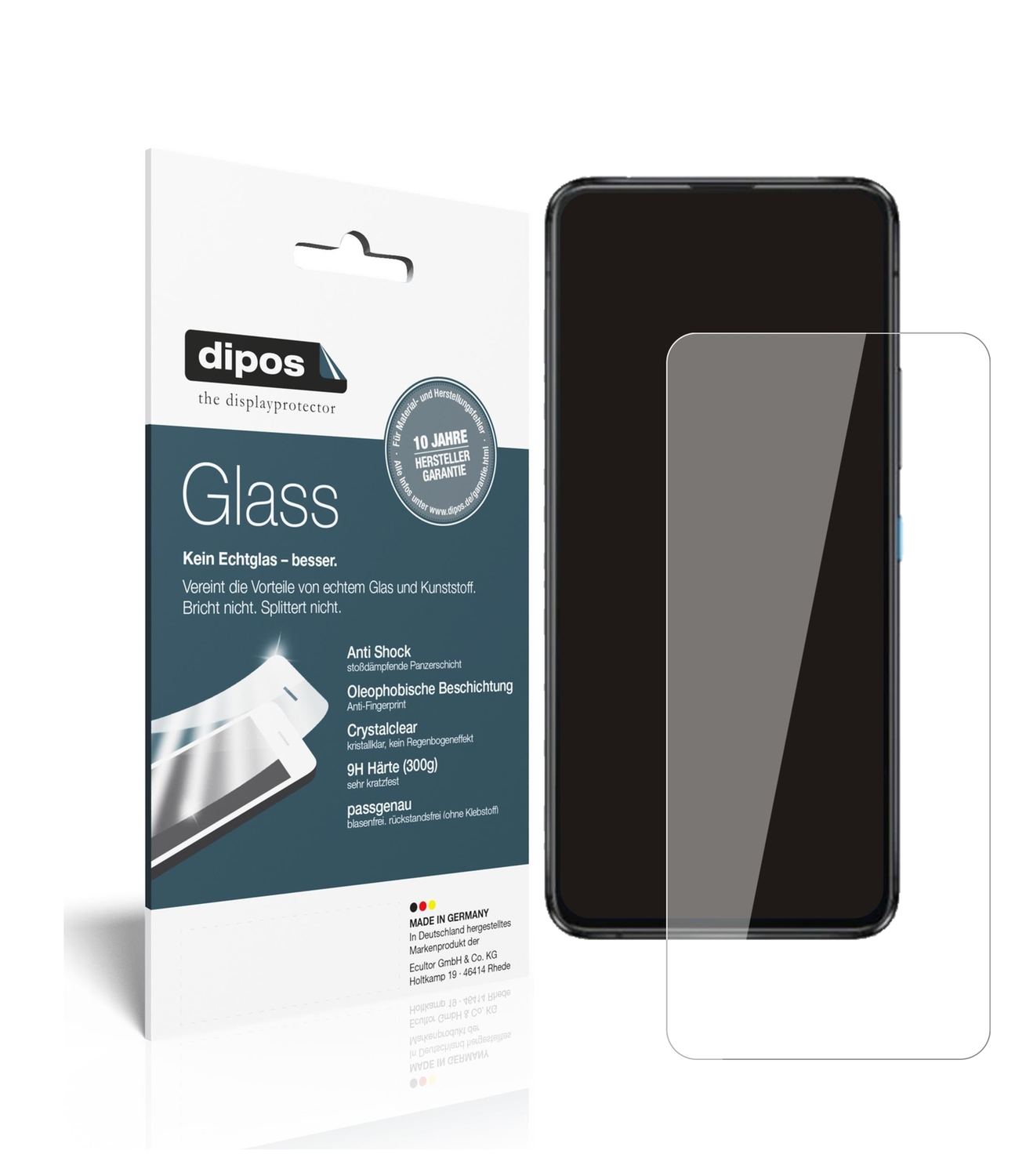 Klare Displayschutzfolie von dipos passend für Asus Zenfone 8 Flip, 9H kratzfest und blasenfrei montiert