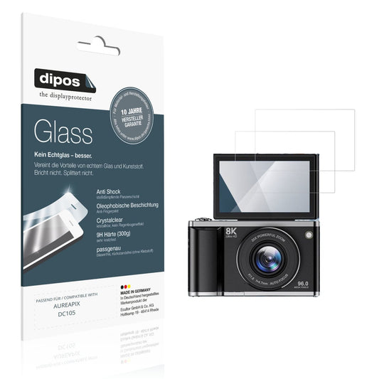 Klare Displayschutzfolie von dipos passend für AUREAPIX DC105, 9H kratzfest und blasenfrei montiert