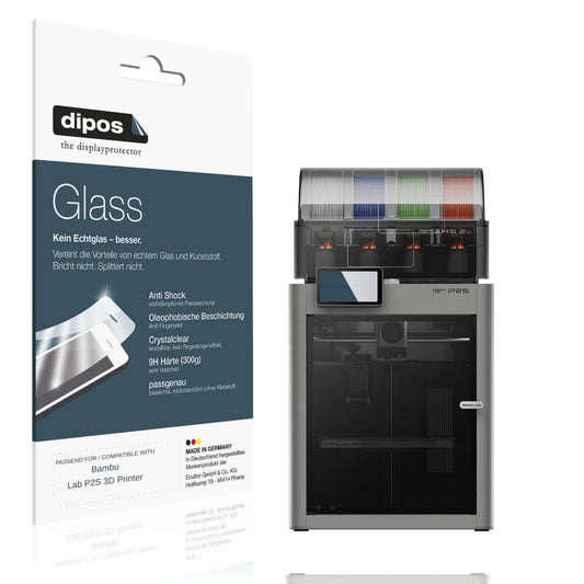 Klare Displayschutzfolie von dipos passend für Bambu Lab P2S 3D Printer, 9H kratzfest und blasenfrei montiert