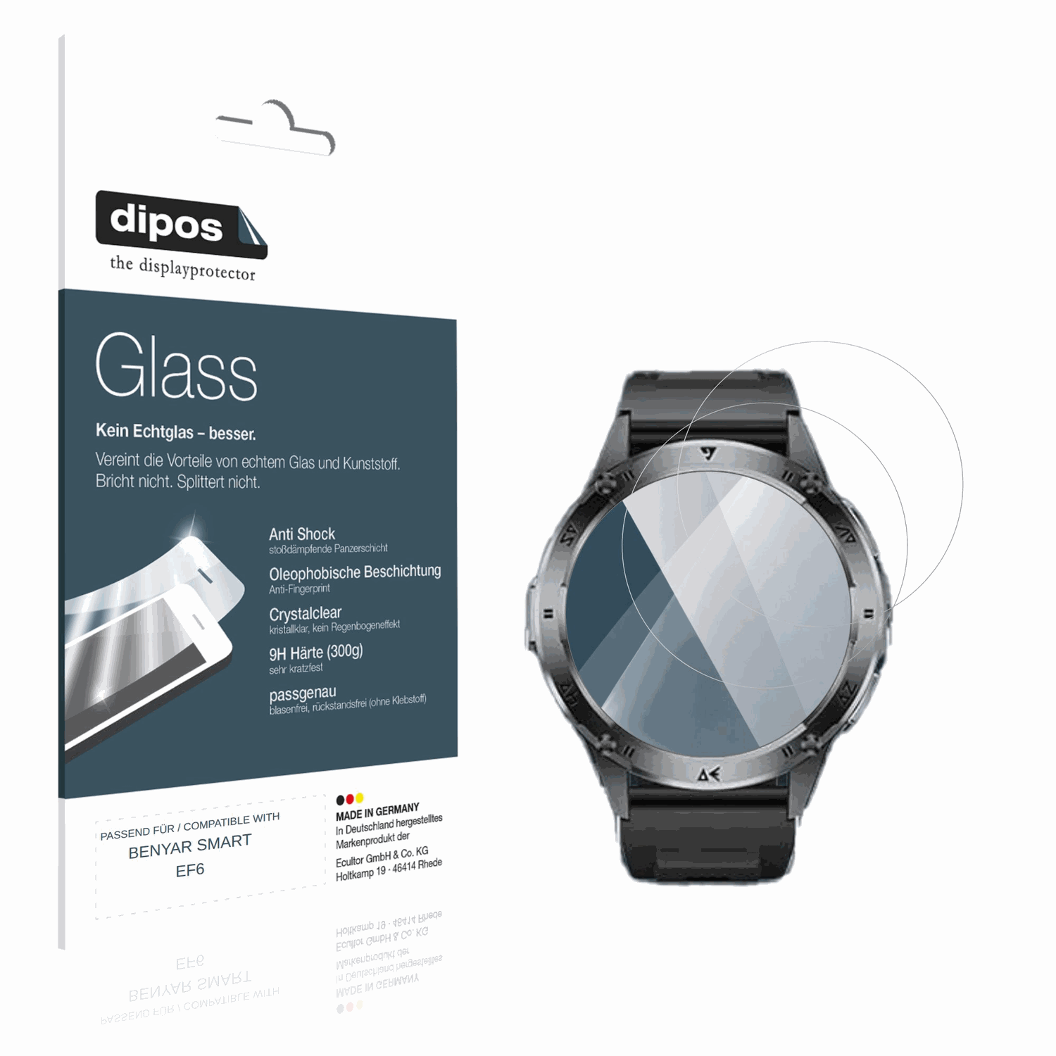 Klare Displayschutzfolie von dipos passend für BENYAR SMART EF6, 9H kratzfest und blasenfrei montiert