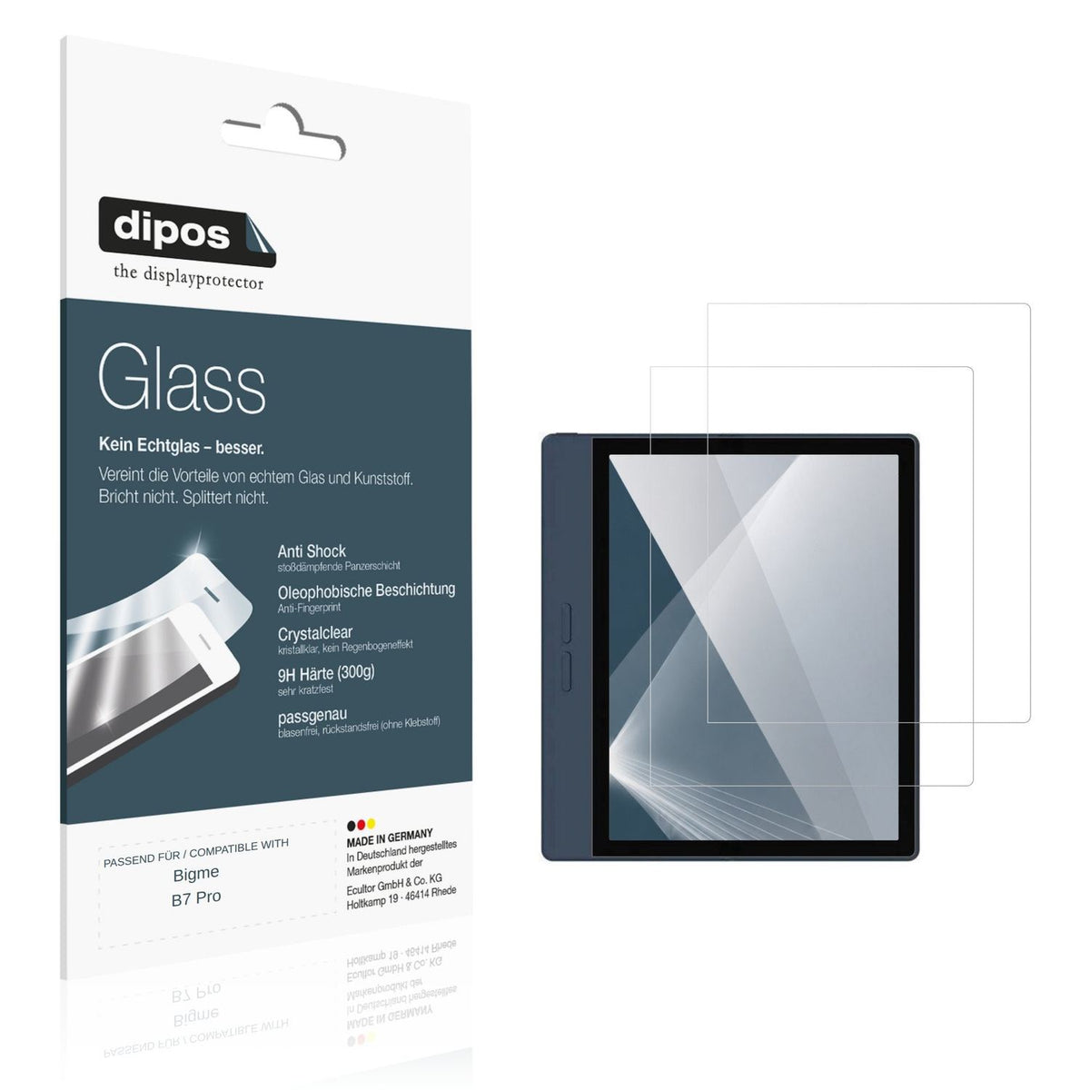 Klare Displayschutzfolie von dipos passend für Bigme B7 Pro, 9H kratzfest und blasenfrei montiert
