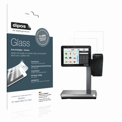 Klare Displayschutzfolie von dipos passend für Bizerba Q1 expert 800 12.1 Zoll, 9H kratzfest und blasenfrei montiert