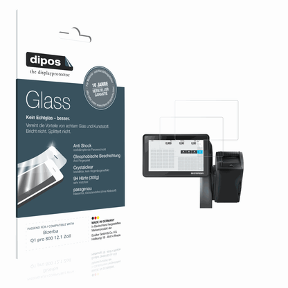 Klare Displayschutzfolie von dipos passend für Bizerba Q1 pro 800 12.1 Zoll, 9H kratzfest und blasenfrei montiert