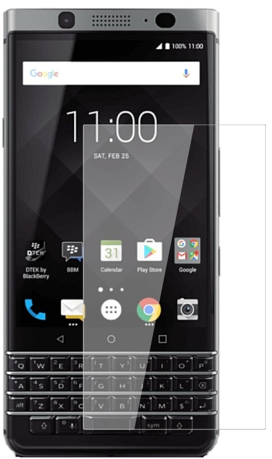 Klare Displayschutzfolie von dipos passend für Blackberry KeyOne, 9H kratzfest und blasenfrei montiert
