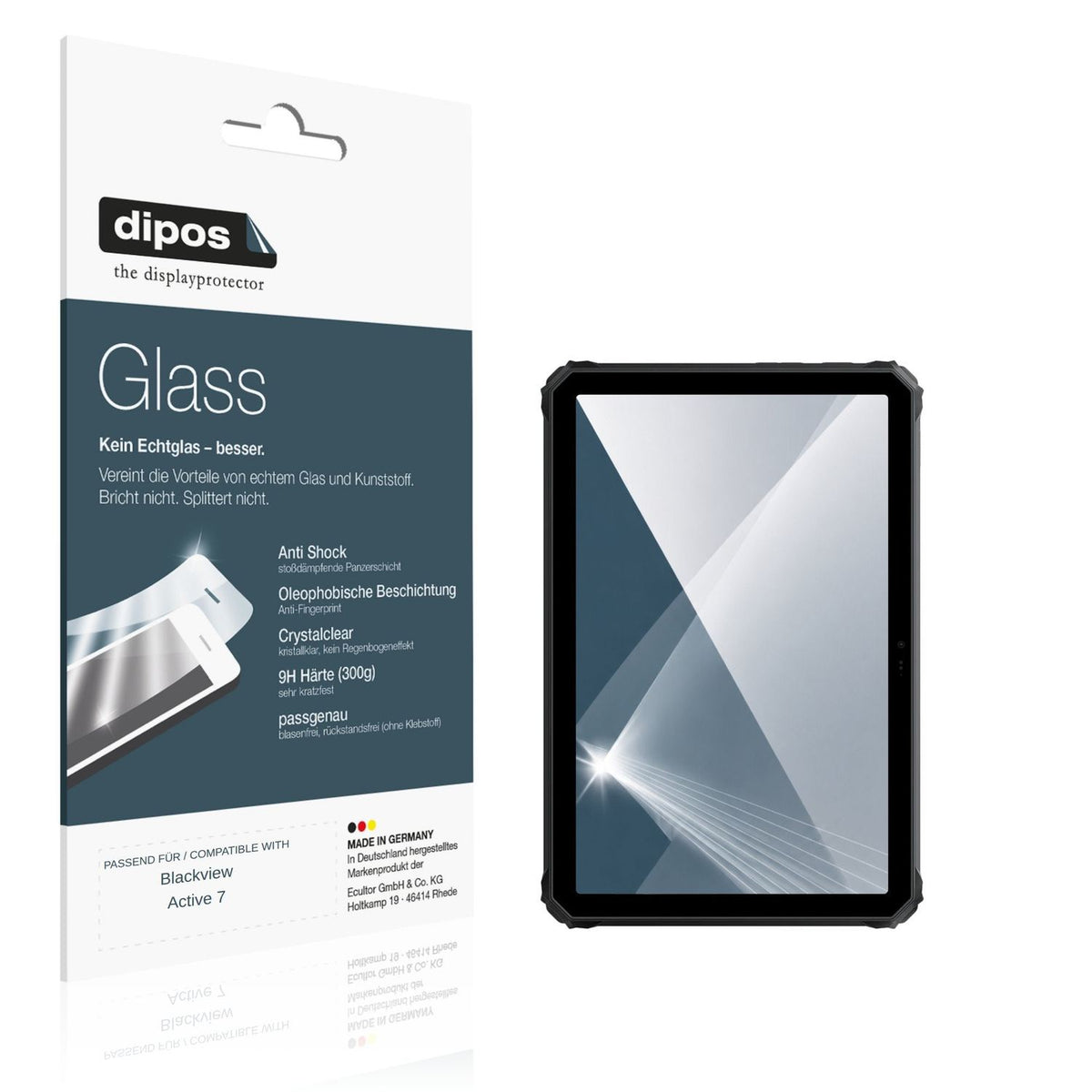 Klare Displayschutzfolie von dipos passend für Blackview Active 7, 9H kratzfest und blasenfrei montiert