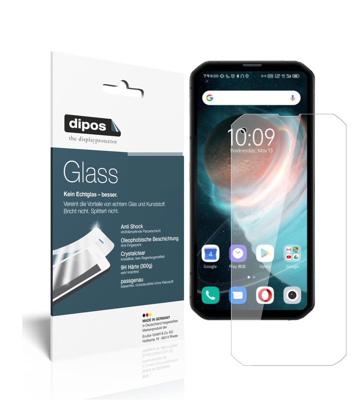 Klare Displayschutzfolie von dipos passend für Blackview BL6000 Pro, 9H kratzfest und blasenfrei montiert