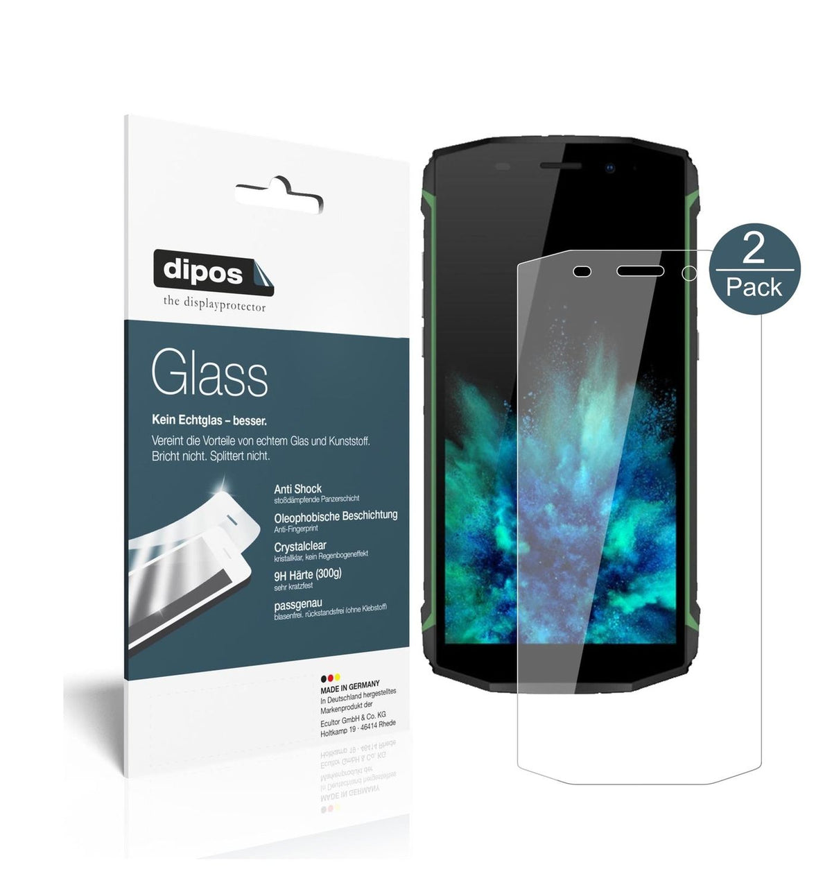 Klare Displayschutzfolie von dipos passend für Blackview BV5800 Pro, 9H kratzfest und blasenfrei montiert