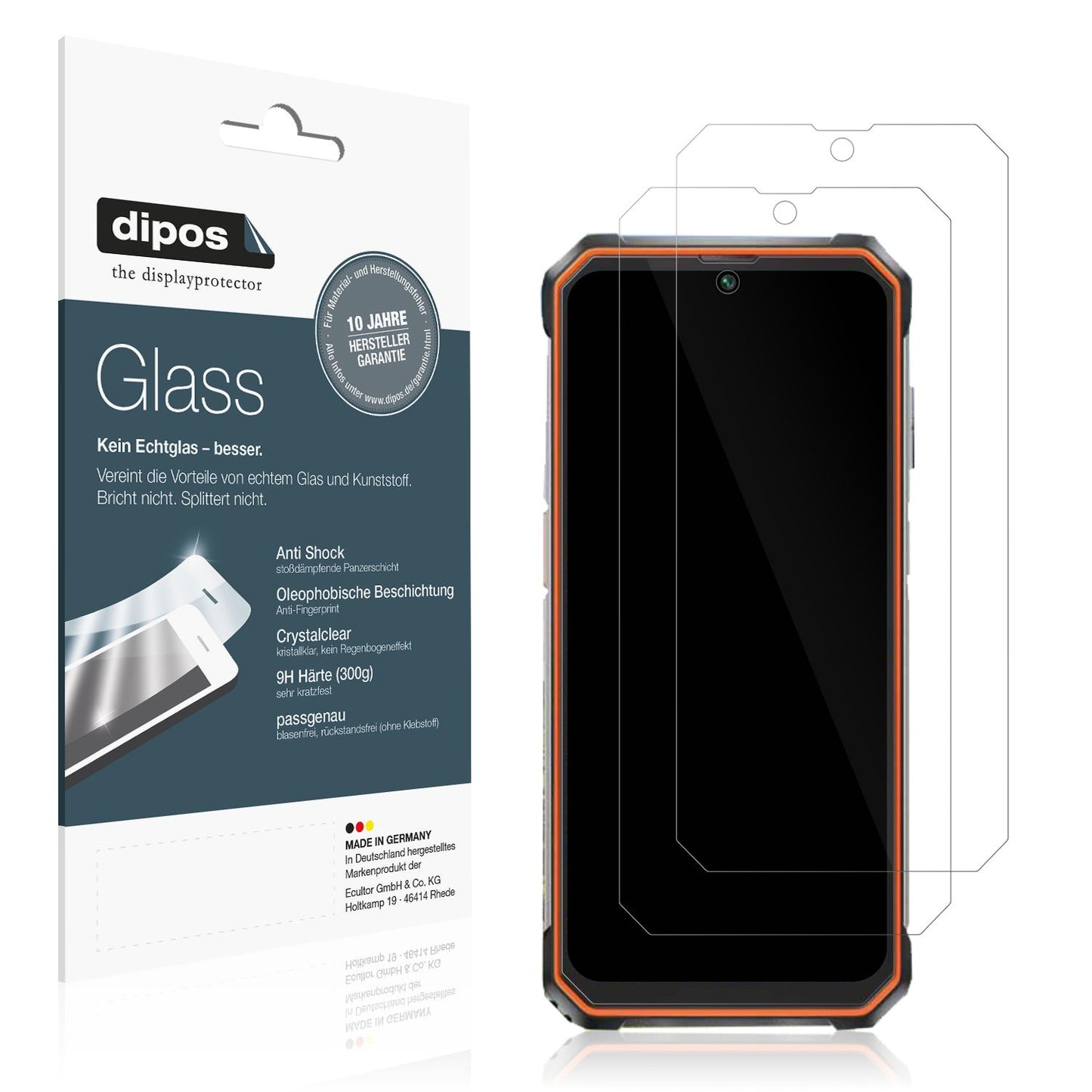 Klare Displayschutzfolie von dipos passend für Blackview BV6200, 9H kratzfest und blasenfrei montiert