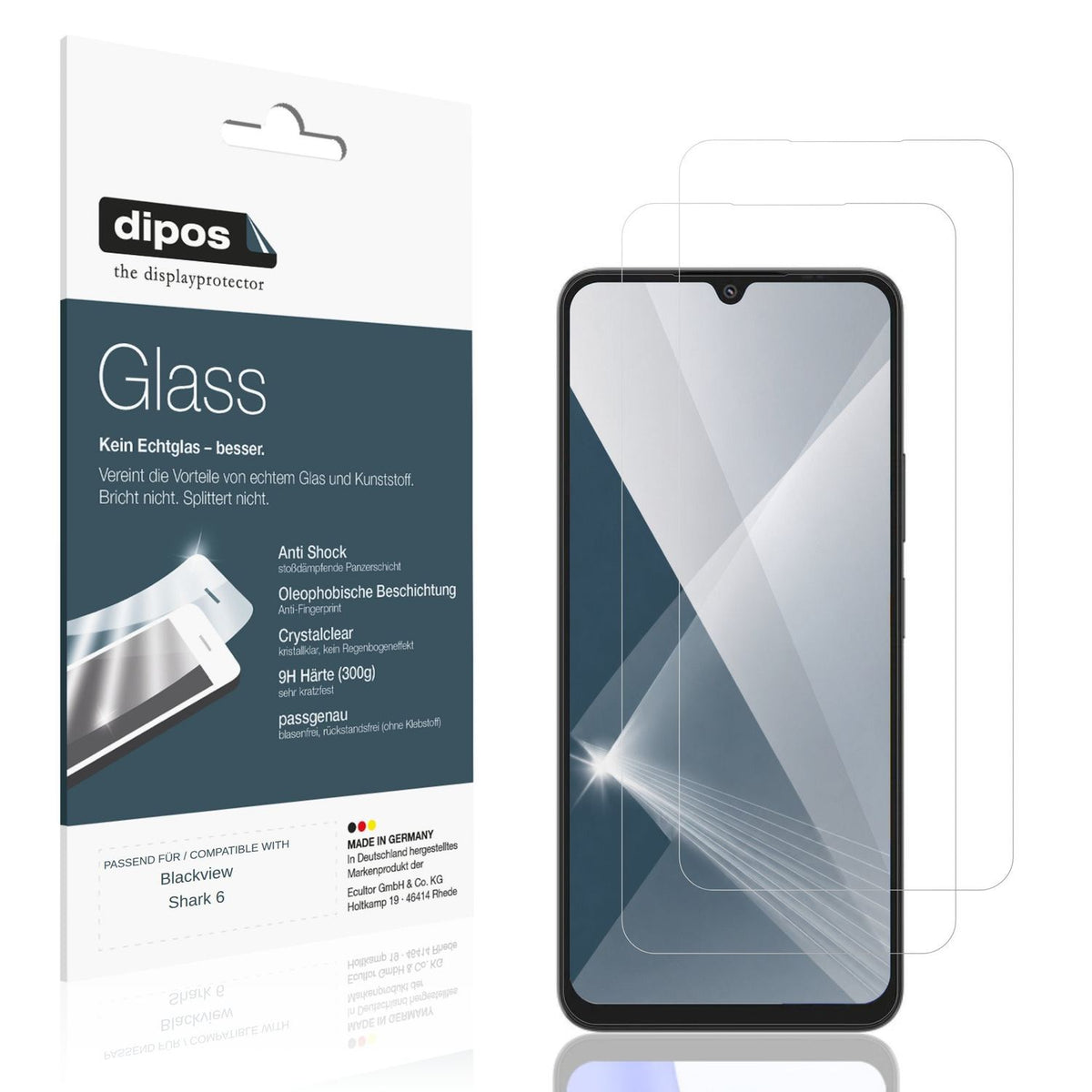 Klare Displayschutzfolie von dipos passend für Blackview Shark 6 Kamera-Linse, 9H kratzfest und blasenfrei montiert