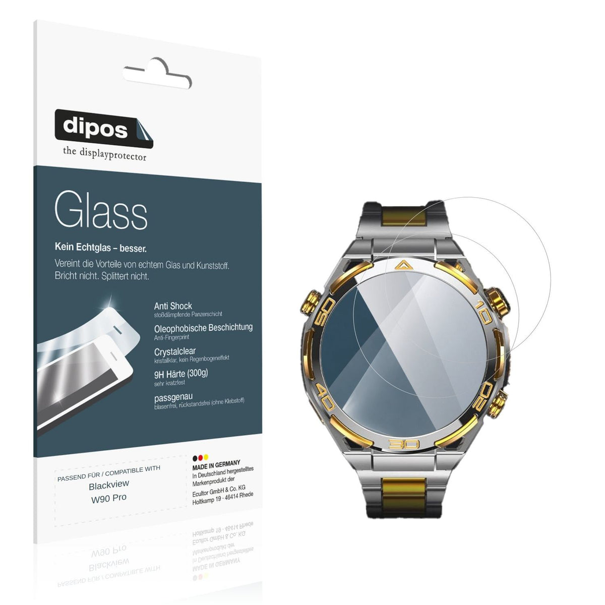 Klare Displayschutzfolie von dipos passend für Blackview W90 Pro, 9H kratzfest und blasenfrei montiert