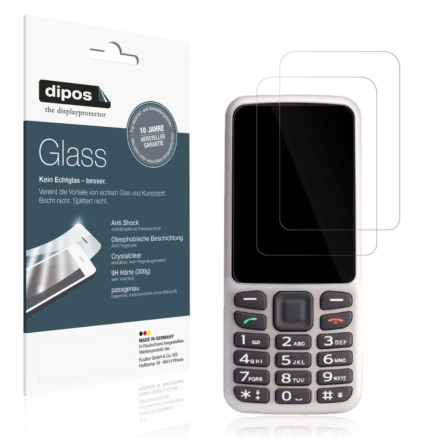 Klare Displayschutzfolie von dipos passend für Blindshell Classic LITE, 9H kratzfest und blasenfrei montiert