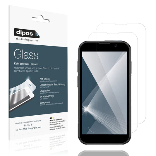 Klare Displayschutzfolie von dipos passend für BLKE S 18 Pro Mini Smartphone, 9H kratzfest und blasenfrei montiert