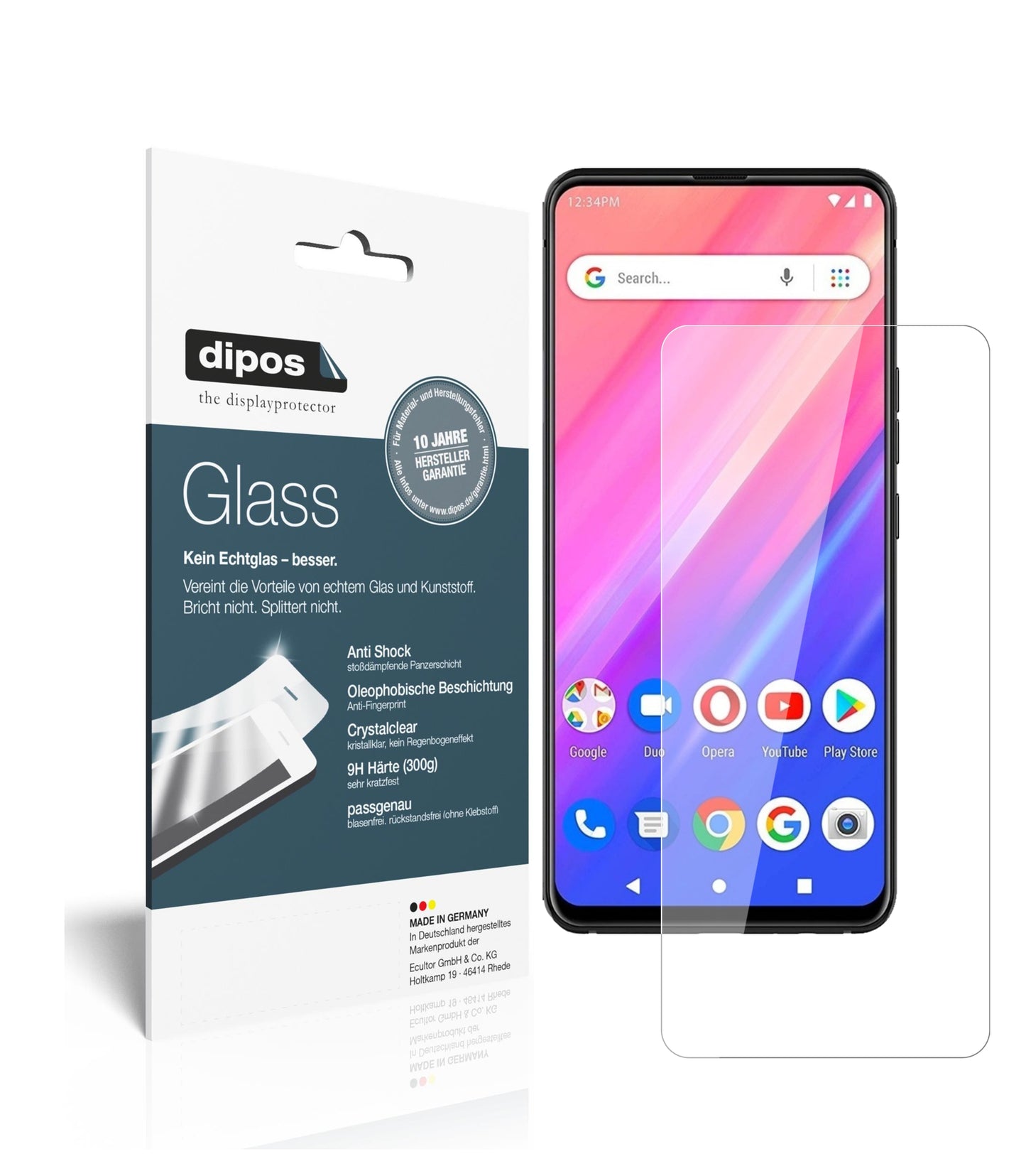 Klare Displayschutzfolie von dipos passend für BLU BOLD N1, 9H kratzfest und blasenfrei montiert