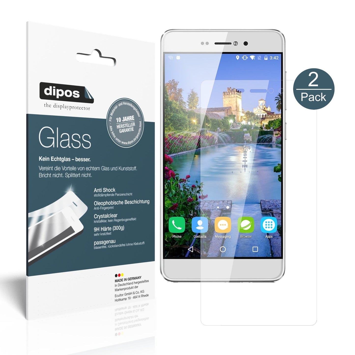 Klare Displayschutzfolie von dipos passend für BLUBOO Picasso 5 Zoll, 9H kratzfest und blasenfrei montiert
