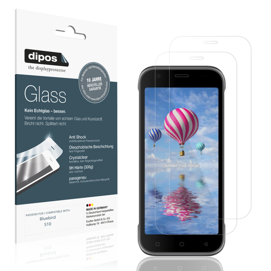 Klare Displayschutzfolie von dipos passend für Bluebird S10, 9H kratzfest und blasenfrei montiert
