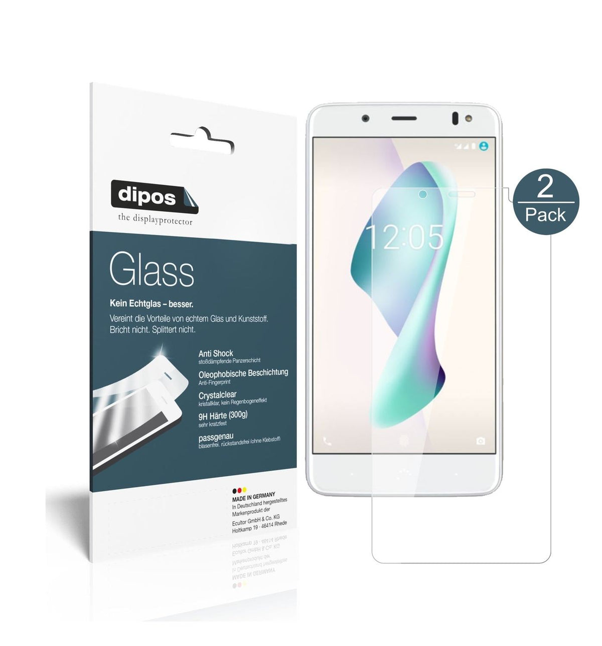 Klare Displayschutzfolie von dipos passend für BQ Aquaris VS Plus, 9H kratzfest und blasenfrei montiert
