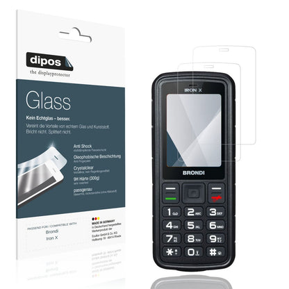 Klare Displayschutzfolie von dipos passend für Brondi Iron X, 9H kratzfest und blasenfrei montiert