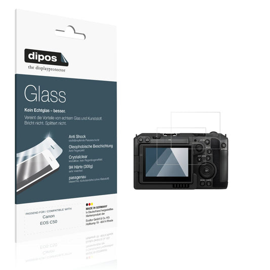 Klare Displayschutzfolie von dipos passend für Canon EOS C50, 9H kratzfest und blasenfrei montiert