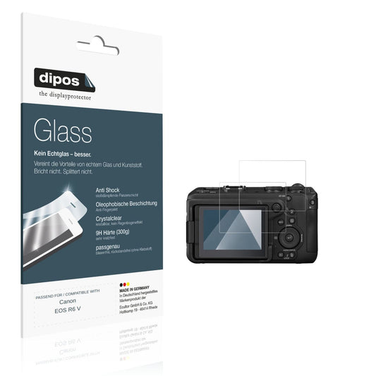 Klare Displayschutzfolie von dipos passend für Canon EOS R6 V, 9H kratzfest und blasenfrei montiert