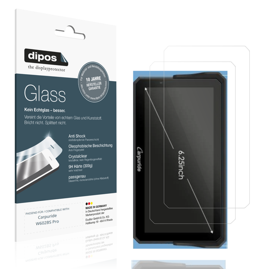 Klare Displayschutzfolie von dipos passend für Carpuride W602BS Pro, 9H kratzfest und blasenfrei montiert