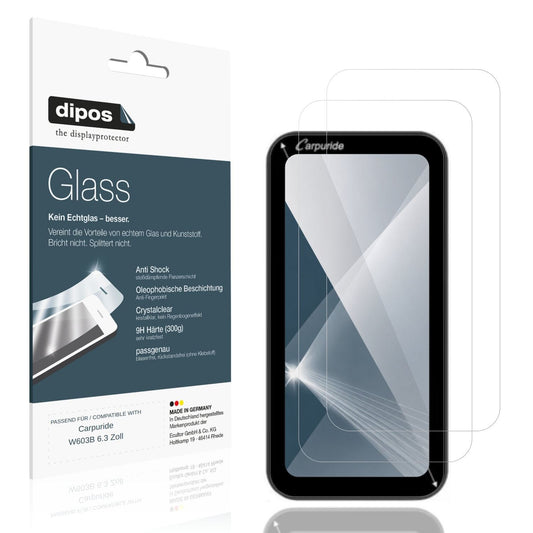 Klare Displayschutzfolie von dipos passend für Carpuride W603B 6.3 Zoll, 9H kratzfest und blasenfrei montiert