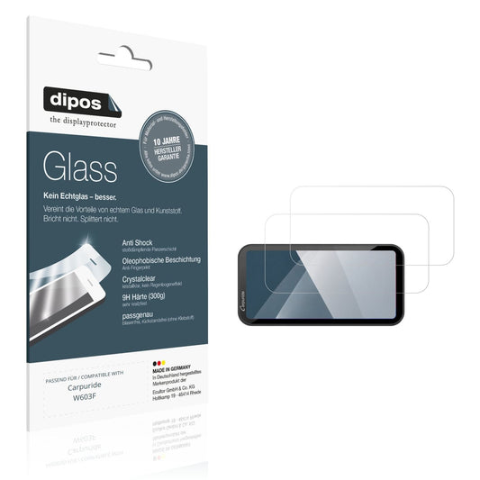 Klare Displayschutzfolie von dipos passend für Carpuride W603F, 9H kratzfest und blasenfrei montiert