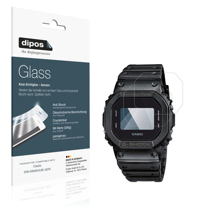 Klare Displayschutzfolie von dipos passend für Casio DW-5600UUB-1ER, 9H kratzfest und blasenfrei montiert