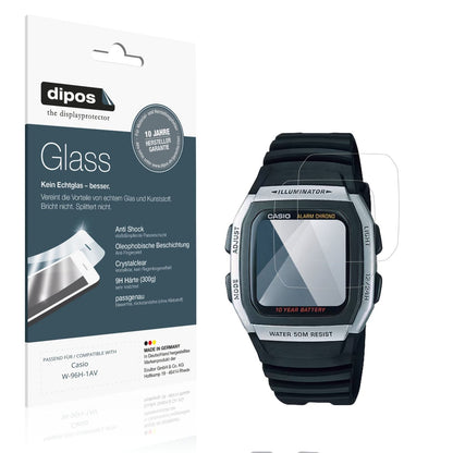 Klare Displayschutzfolie von dipos passend für Casio W-96H-1AV, 9H kratzfest und blasenfrei montiert