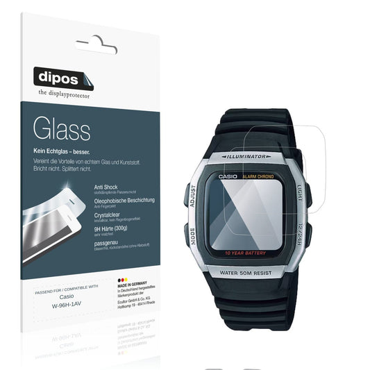 Klare Displayschutzfolie von dipos passend für Casio W-96H-1AV, 9H kratzfest und blasenfrei montiert
