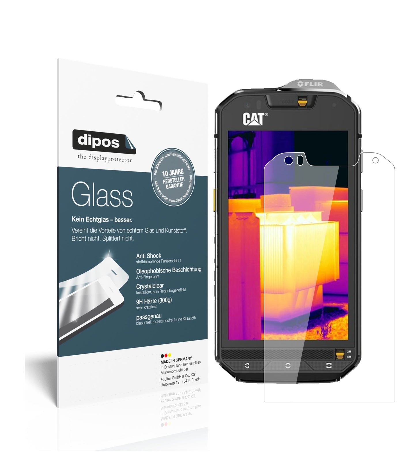 Klare Displayschutzfolie von dipos passend für Caterpillar CAT S60, 9H kratzfest und blasenfrei montiert