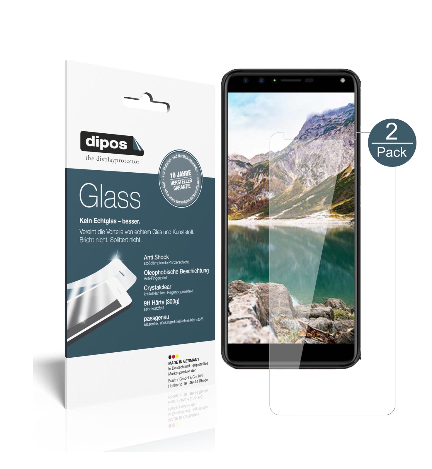 Klare Displayschutzfolie von dipos passend für Cherry Mobile Flare S6 Plus, 9H kratzfest und blasenfrei montiert
