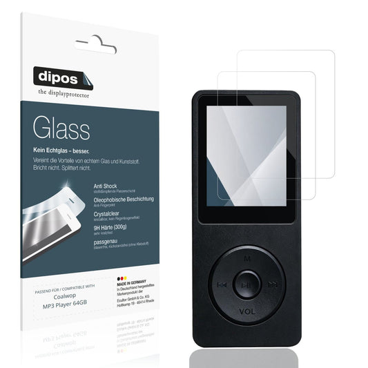 Klare Displayschutzfolie von dipos passend für Coalwop MP3 Player 64GB, 9H kratzfest und blasenfrei montiert