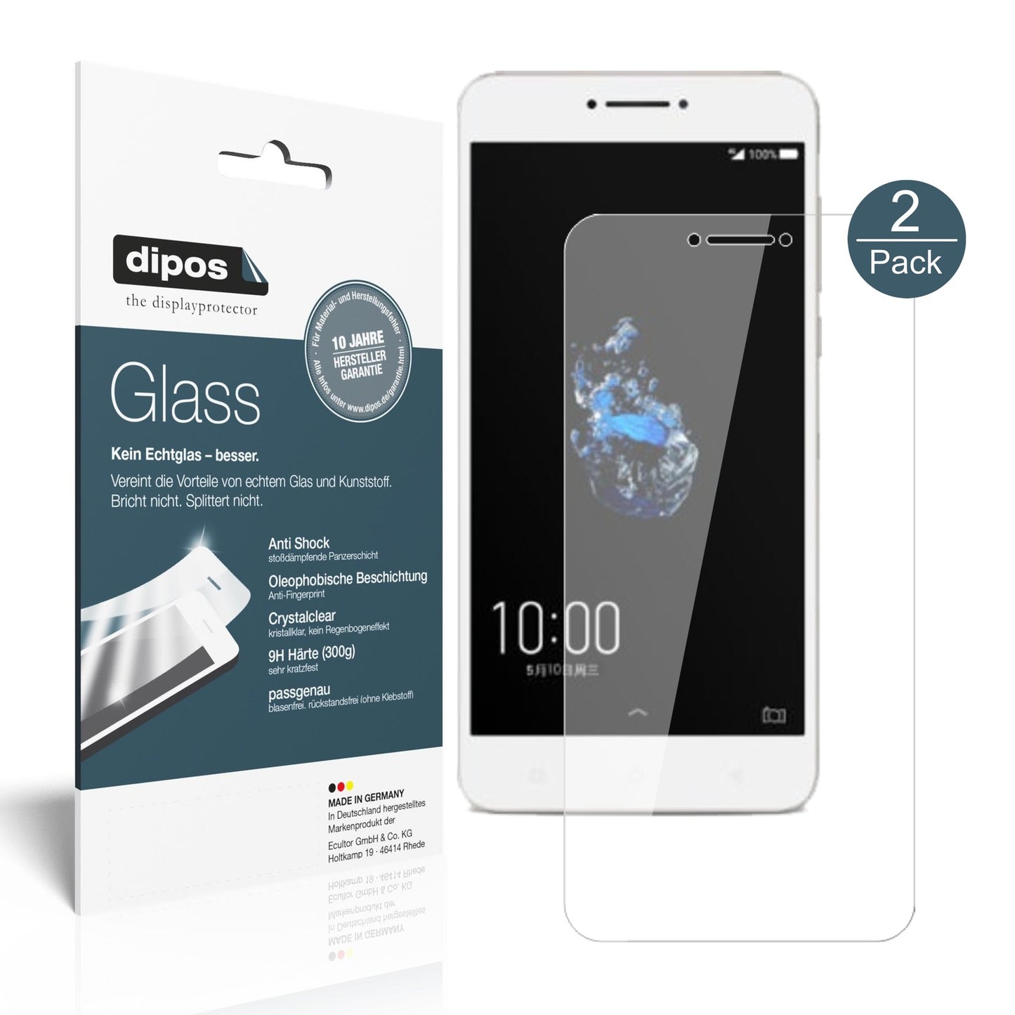 Klare Displayschutzfolie von dipos passend für Coolpad Cool Play 6, 9H kratzfest und blasenfrei montiert