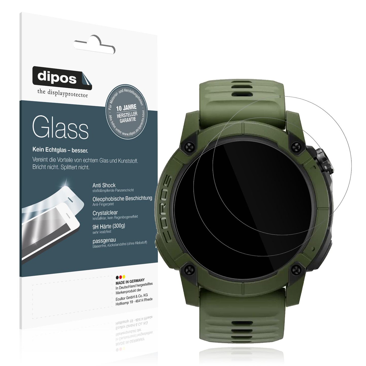 Klare Displayschutzfolie von dipos passend für Coros Nomad, 9H kratzfest und blasenfrei montiert