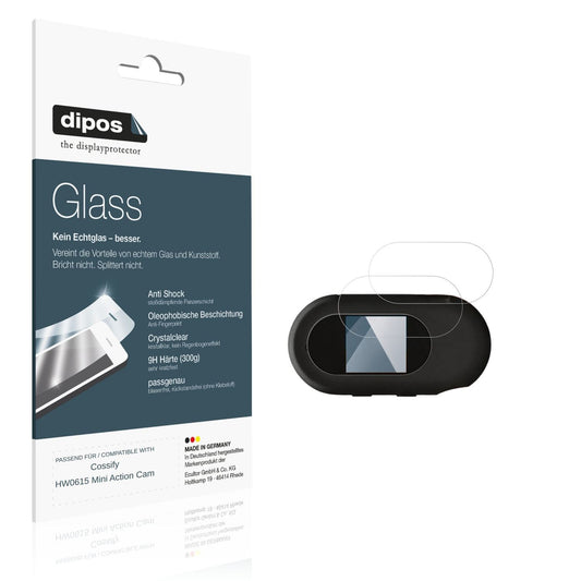 Klare Displayschutzfolie von dipos passend für Cossify HW0615 Mini Action Cam, 9H kratzfest und blasenfrei montiert