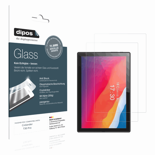 Klare Displayschutzfolie von dipos passend für Crelander T30 Pro, 9H kratzfest und blasenfrei montiert