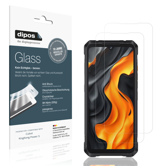 Klare Displayschutzfolie von dipos passend für Cubot KingKong Power 5, 9H kratzfest und blasenfrei montiert