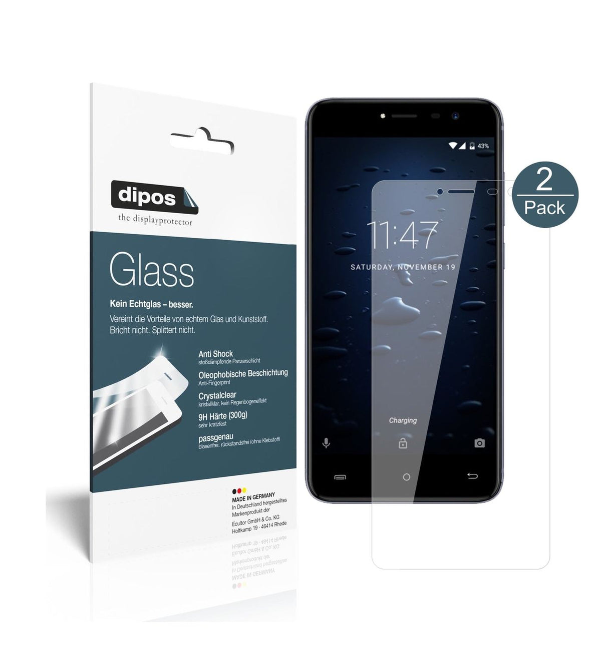 Klare Displayschutzfolie von dipos passend für Cubot Note Plus, 9H kratzfest und blasenfrei montiert