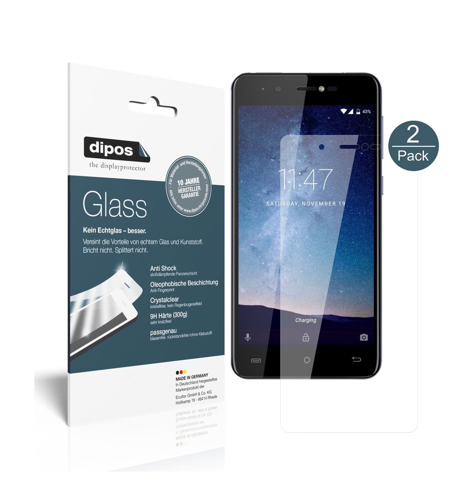 Klare Displayschutzfolie von dipos passend für Cubot R9, 9H kratzfest und blasenfrei montiert