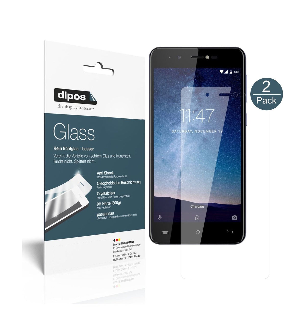 Klare Displayschutzfolie von dipos passend für Cubot R9, 9H kratzfest und blasenfrei montiert