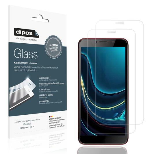 Klare Displayschutzfolie von dipos passend für Danew Konnect 557, 9H kratzfest und blasenfrei montiert