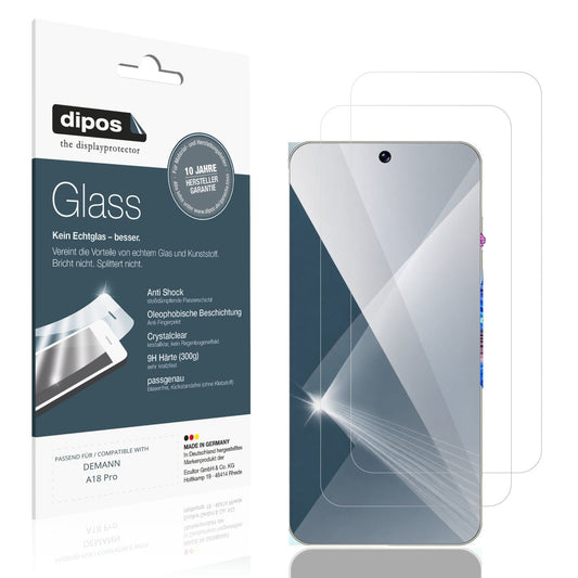 Klare Displayschutzfolie von dipos passend für DEMANN A18 Pro, 9H kratzfest und blasenfrei montiert