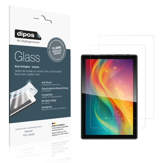 Klare Displayschutzfolie von dipos passend für Denver TIO-10525, 9H kratzfest und blasenfrei montiert