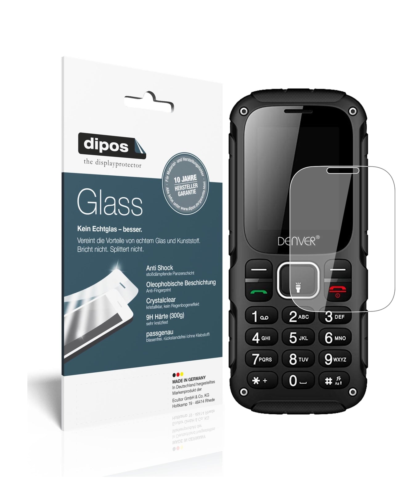 Klare Displayschutzfolie von dipos passend für DENVER WAS-18110M, 9H kratzfest und blasenfrei montiert