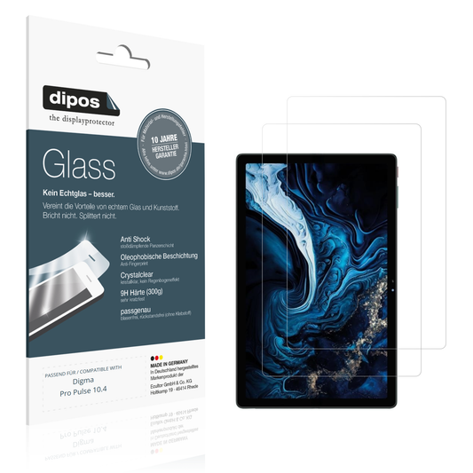 Klare Displayschutzfolie von dipos passend für Digma Pro Pulse 10.4, 9H kratzfest und blasenfrei montiert