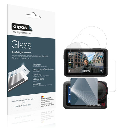Klare Displayschutzfolie von dipos passend für DJI Osmo Action 5 Pro, 9H kratzfest und blasenfrei montiert