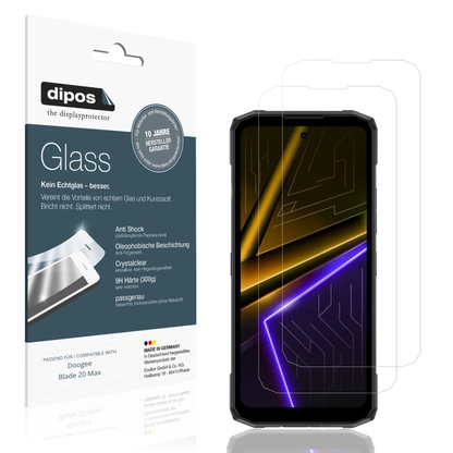 Klare Displayschutzfolie von dipos passend für Doogee Blade 20 Max, 9H kratzfest und blasenfrei montiert
