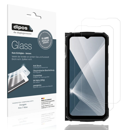 Klare Displayschutzfolie von dipos passend für Doogee Fire 7 Max, 9H kratzfest und blasenfrei montiert