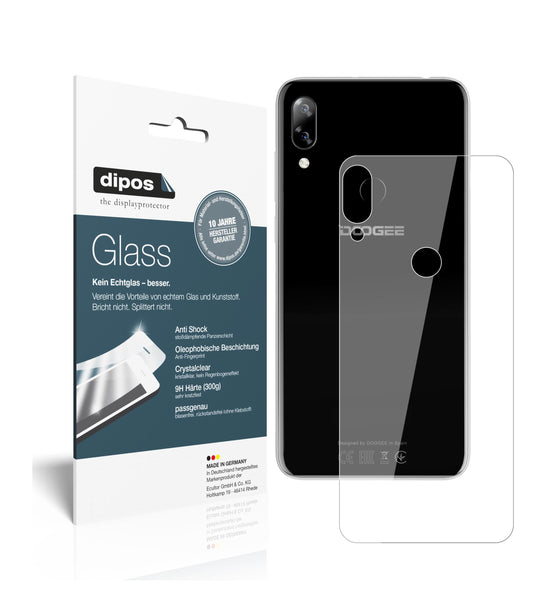 Klare Displayschutzfolie von dipos passend für Doogee N10 Rückseite, 9H kratzfest und blasenfrei montiert
